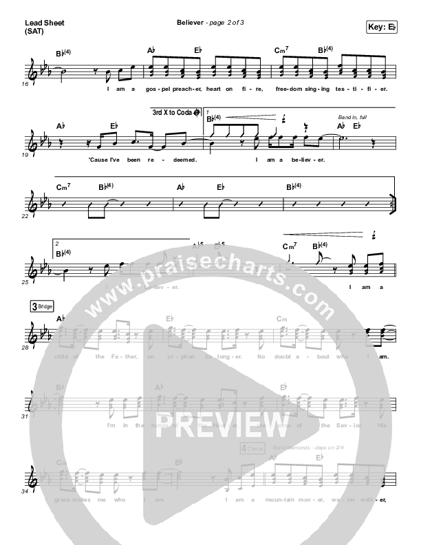 Believer Lead Sheet (SAT) (Rhett Walker Band)