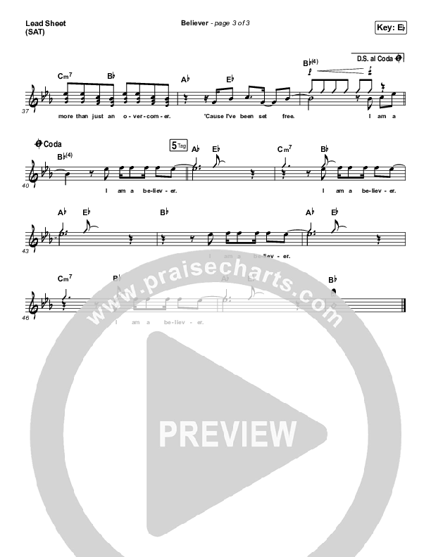 Believer Lead Sheet (SAT) (Rhett Walker Band)