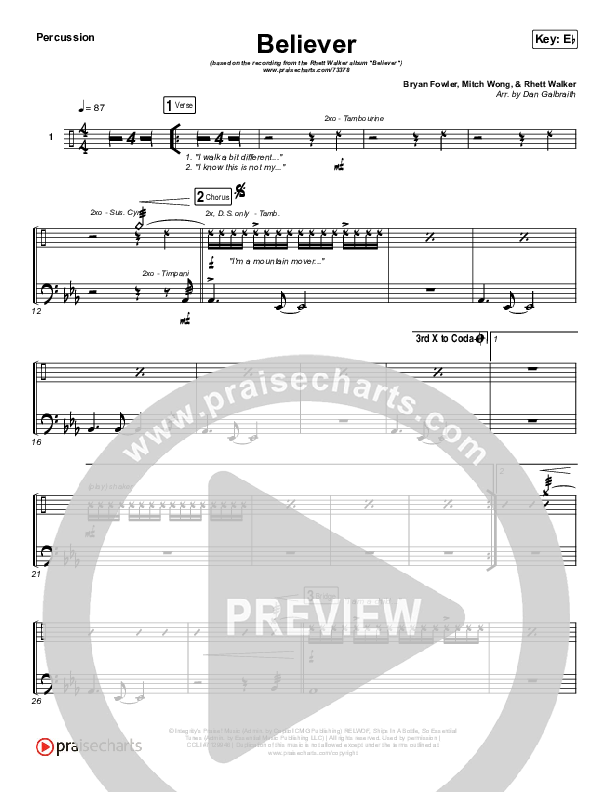 Believer Percussion (Rhett Walker Band)