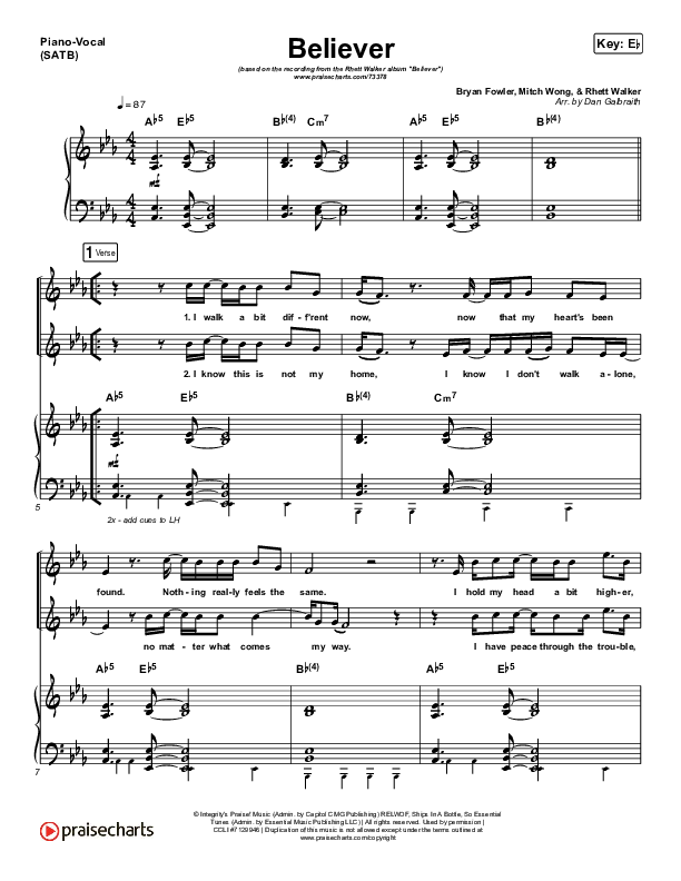 Believer Piano/Vocal (SATB) (Rhett Walker Band)