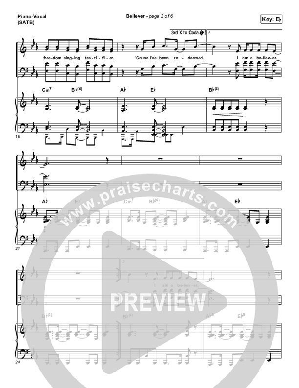 Believer Piano/Vocal (SATB) (Rhett Walker Band)