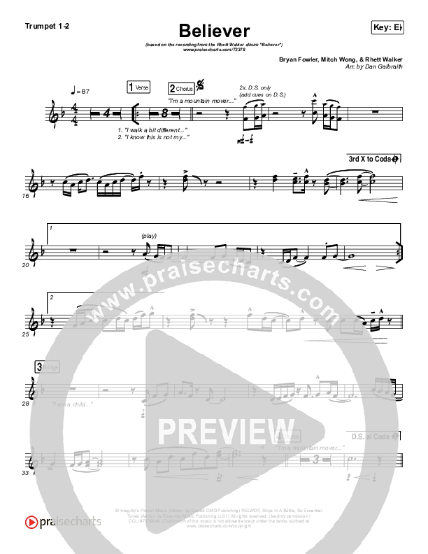 Believer Trumpet 1,2 (Rhett Walker Band)