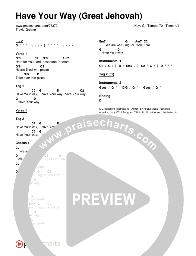 Great Jehovah Chords & Lyrics (Travis Greene)