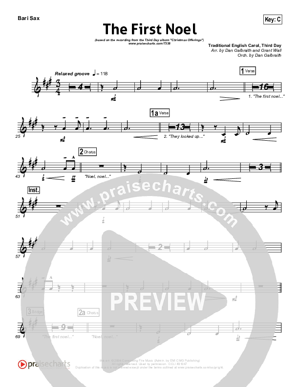 The First Noel Bari Sax (Third Day)