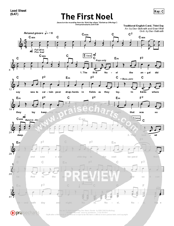 The First Noel Lead Sheet (Third Day)