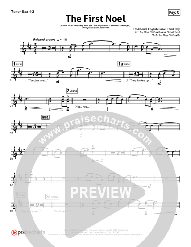 The First Noel Tenor Sax 1/2 (Third Day)