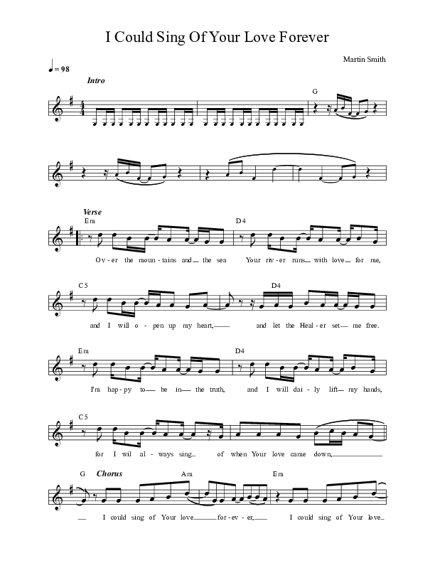 I Could Sing Of Your Love Forever Lead Sheet (Local Sound)