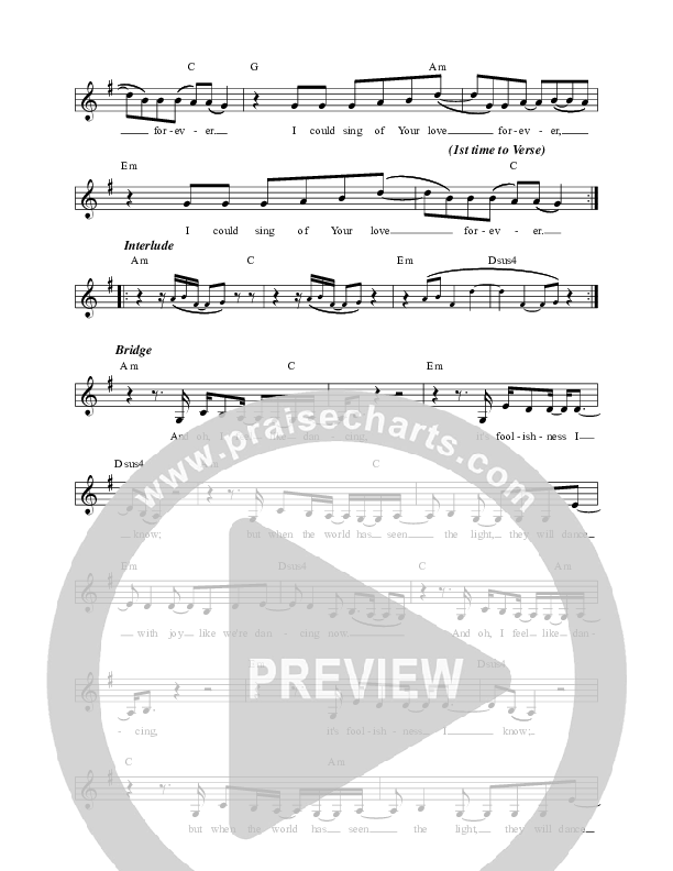 I Could Sing Of Your Love Forever Lead Sheet (Local Sound)