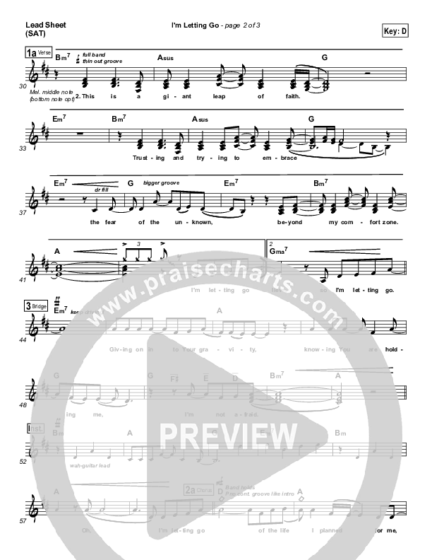 I'm Letting Go Lead Sheet (Francesca Battistelli)