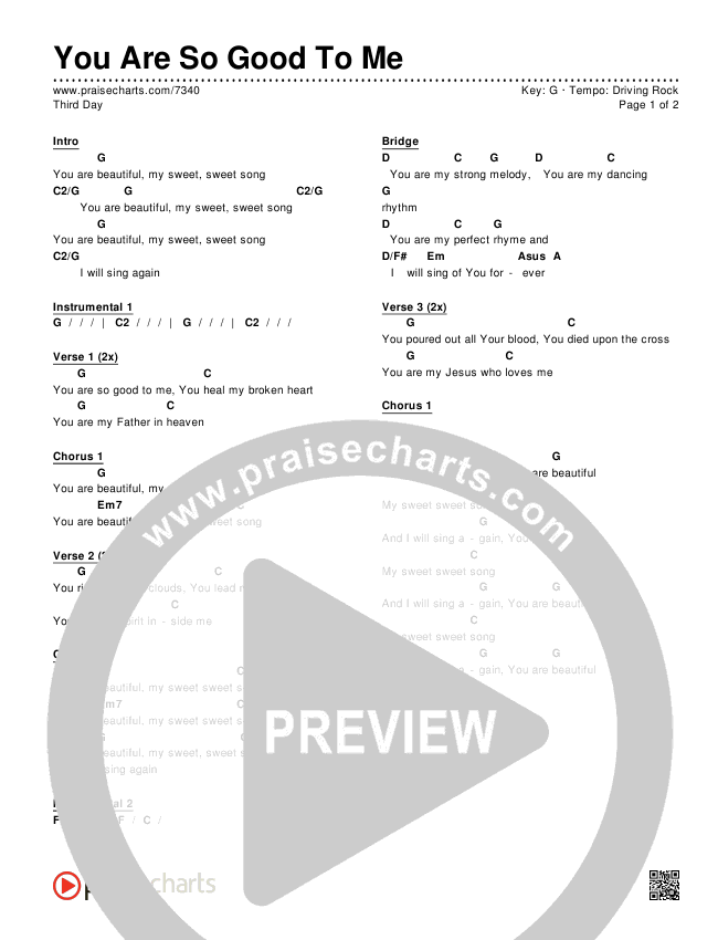 You Are So Good To Me Chords Pdf Third Day Praisecharts