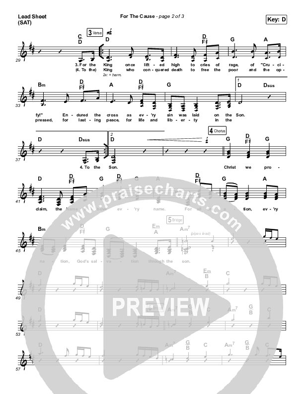 For The Cause Lead Sheet (SAT) (Keith & Kristyn Getty)