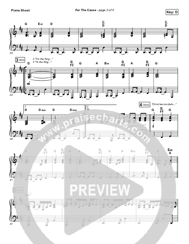 For The Cause Piano Sheet (Keith & Kristyn Getty)