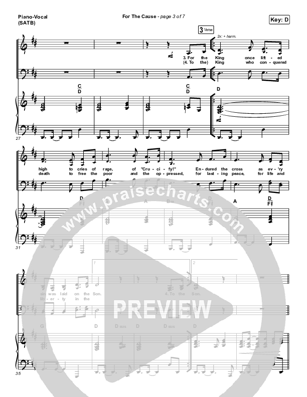 For The Cause Piano/Vocal (SATB) (Keith & Kristyn Getty)