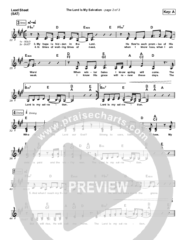 The Lord Is My Salvation Lead Sheet (SAT) (Keith & Kristyn Getty)
