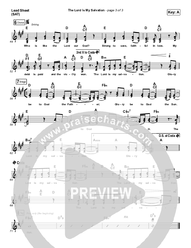 The Lord Is My Salvation Lead Sheet (SAT) (Keith & Kristyn Getty)