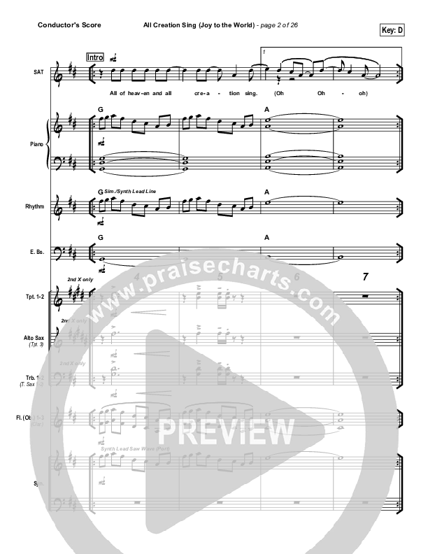 All Creation Sing (Joy To The World) Conductor's Score (FEE Band)