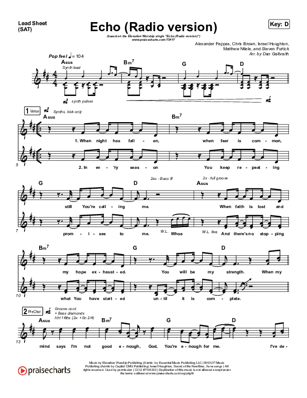 Echo (Radio) Lead Sheet (SAT) (Elevation Worship)