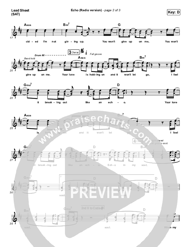 Echo (Radio) Lead Sheet (SAT) (Elevation Worship)