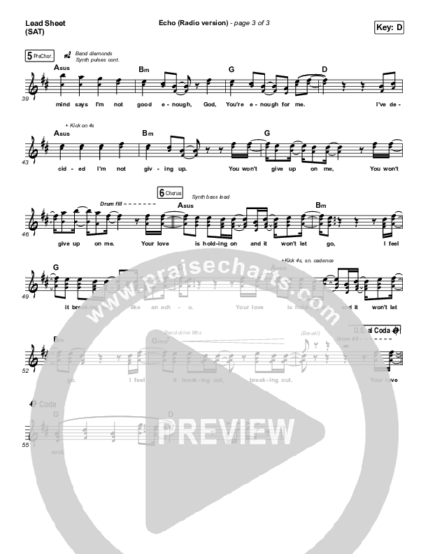 Echo (Radio) Lead Sheet (SAT) (Elevation Worship)