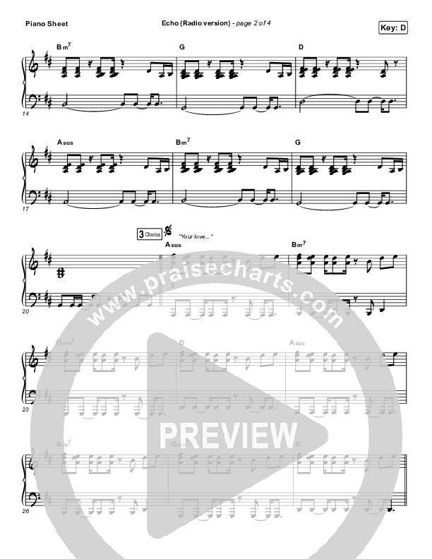 Echo (Radio) Piano Sheet (Elevation Worship)