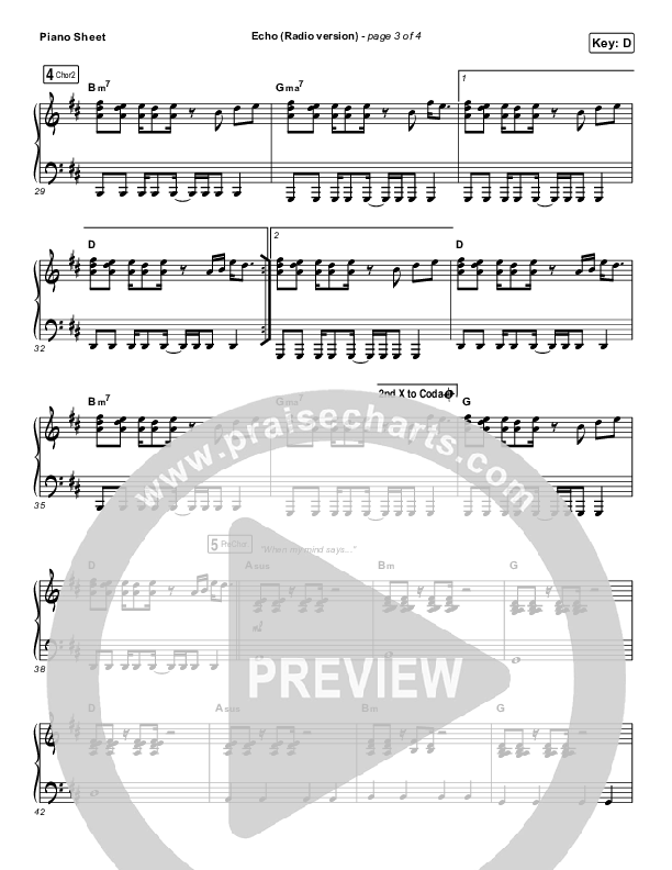 Echo (Radio) Piano Sheet (Elevation Worship)