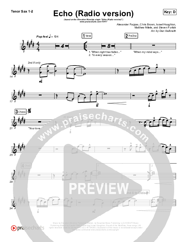 Echo (Radio) Tenor Sax 1/2 (Elevation Worship)