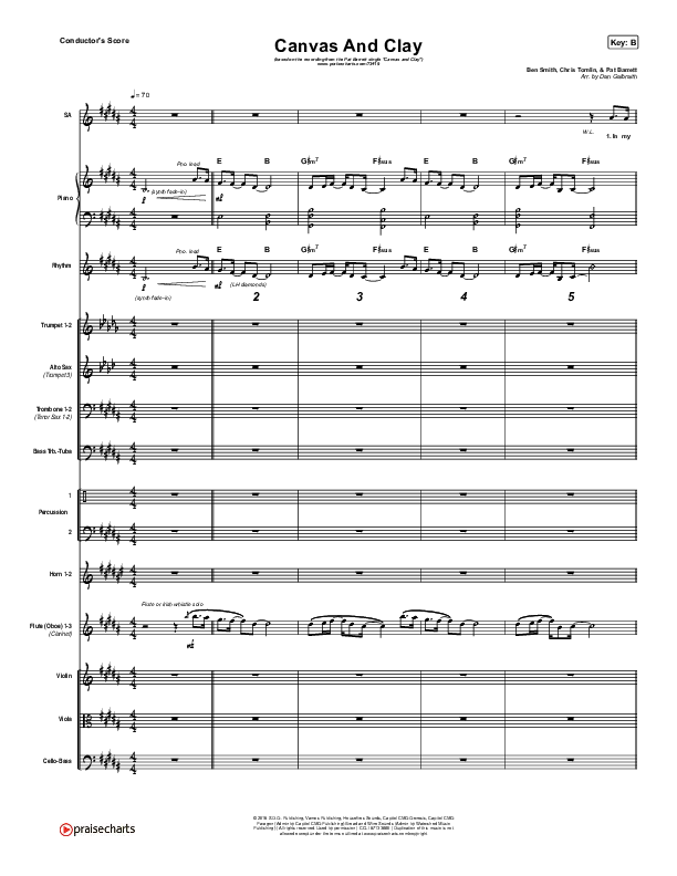 Canvas And Clay (Live) Conductor's Score (Pat Barrett)