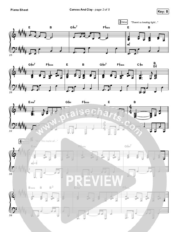 Canvas And Clay (Live) Piano Sheet (Pat Barrett)