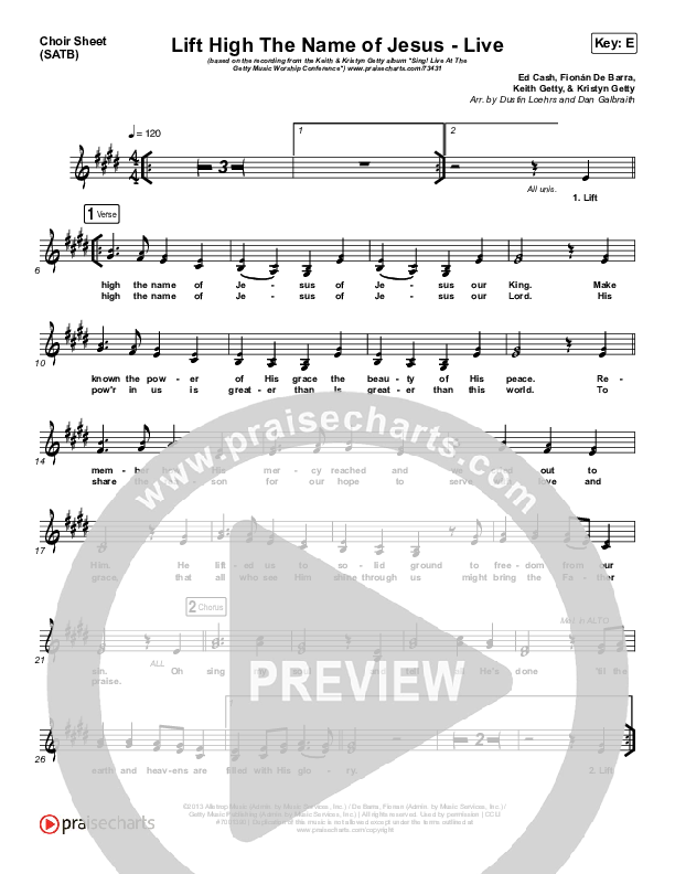 Lift High The Name Of Jesus (Live) Choir Vocals (SATB) (Keith & Kristyn Getty)