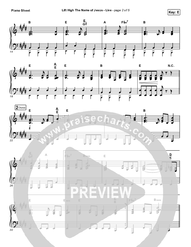 Lift High The Name Of Jesus (Live) Piano Sheet (Keith & Kristyn Getty)