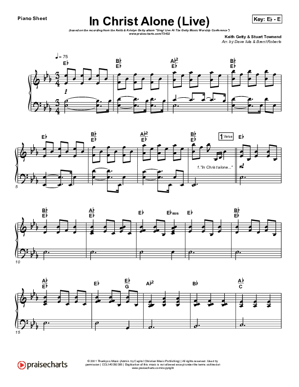 In Christ Alone (Live) Piano Sheet (Keith & Kristyn Getty)