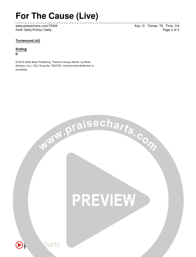 For The Cause (Live) Chords & Lyrics (Keith & Kristyn Getty)