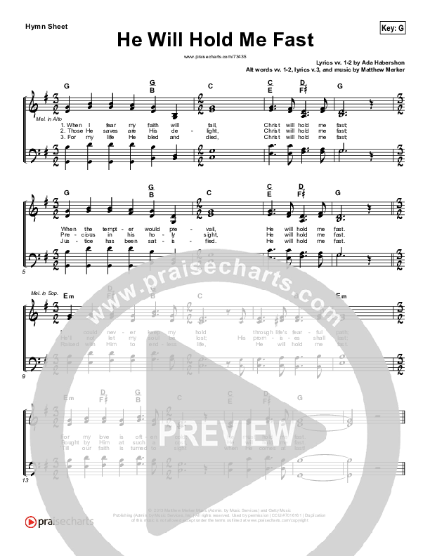 He Will Hold Me Fast (Live) Hymn Sheet (Keith & Kristyn Getty)
