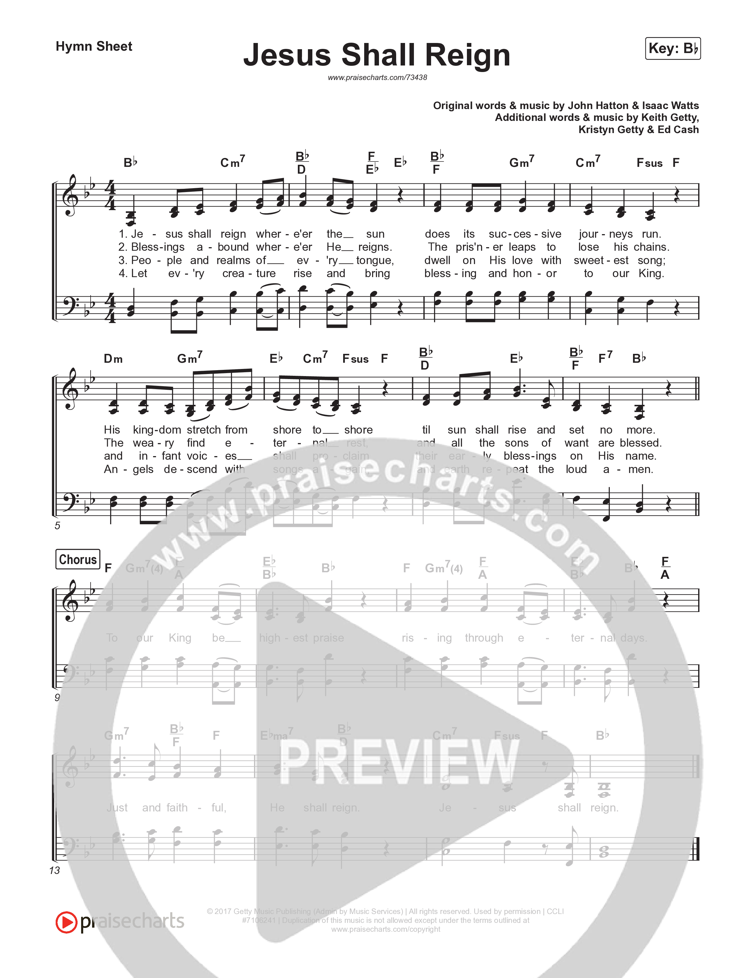 Jesus Shall Reign (Live) Hymn Sheet (Keith & Kristyn Getty)