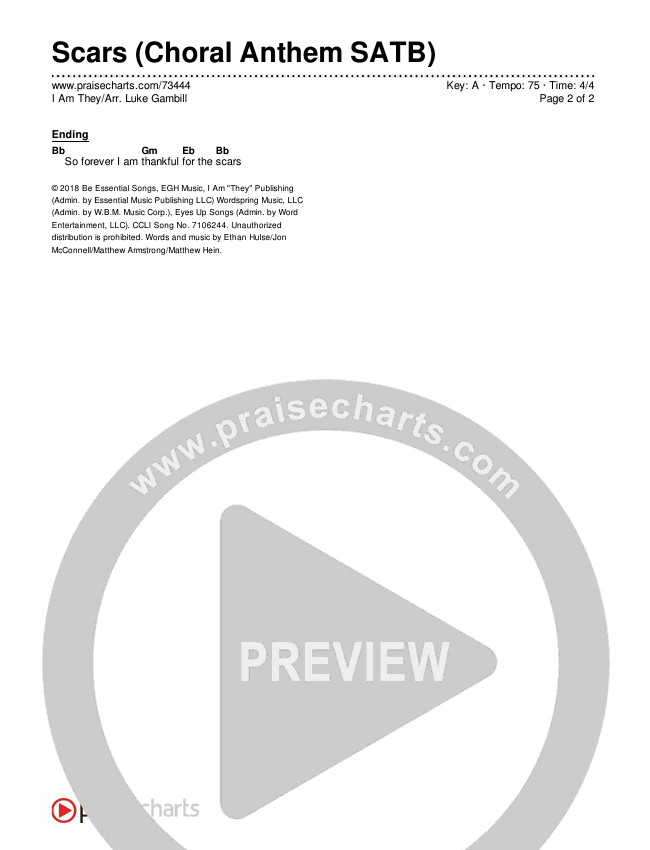 Scars (Choral Anthem SATB) Chords & Lyrics (I Am They / Arr. Luke Gambill)