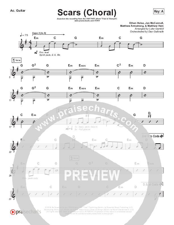 Scars (Choral Anthem SATB) Acoustic Guitar (I Am They / Arr. Luke Gambill)
