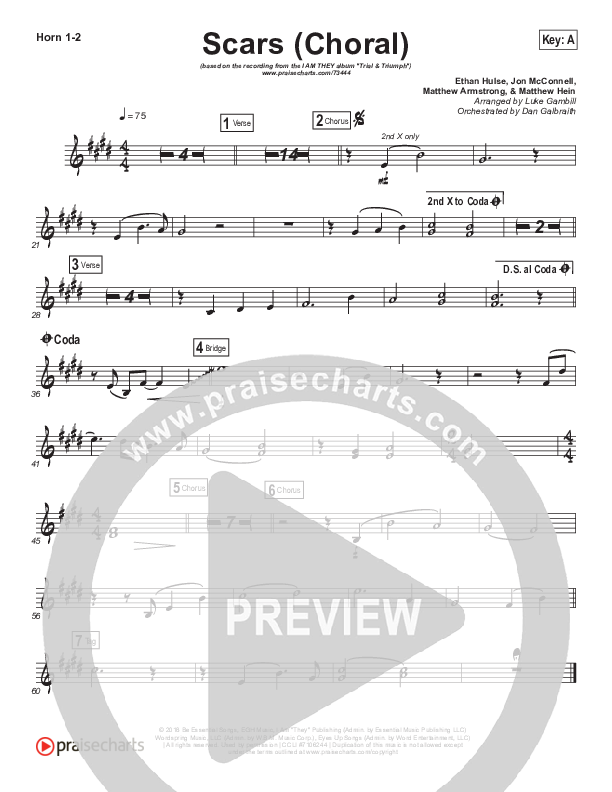 Scars (Choral Anthem SATB) Brass Pack (I Am They / Arr. Luke Gambill)