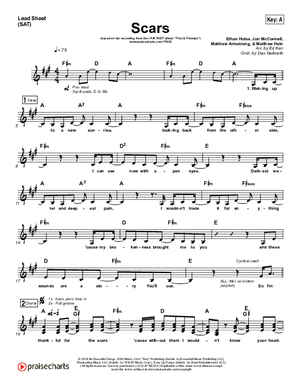 Scars (Choral Anthem SATB) Lead Sheet (SAT) (I Am They / Arr. Luke Gambill)