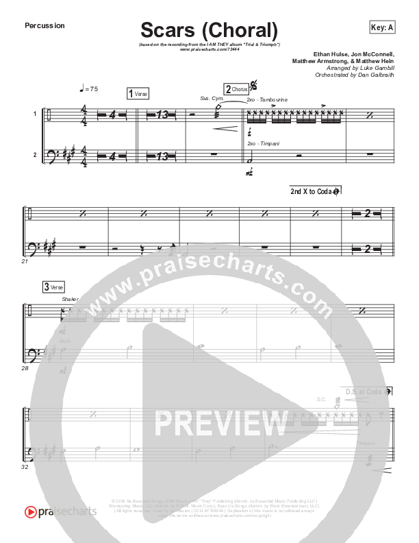 Scars (Choral Anthem SATB) Percussion (I Am They / Arr. Luke Gambill)