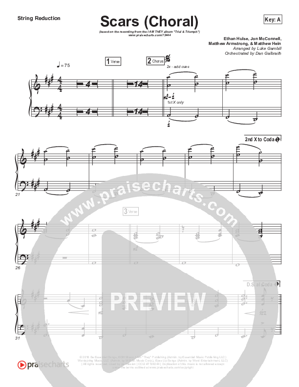 Scars (Choral Anthem SATB) String Pack (I Am They / Arr. Luke Gambill)