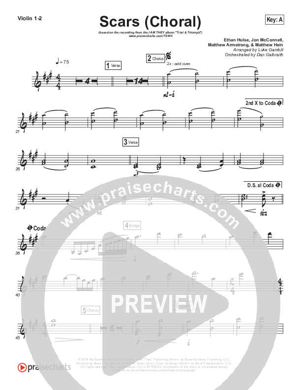 Scars (Choral Anthem SATB) Violin 1/2 (I Am They / Arr. Luke Gambill)