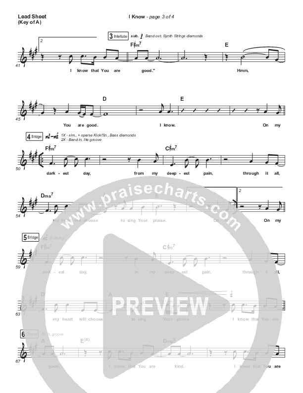 I Know Lead Sheet (Melody) (Big Daddy Weave)