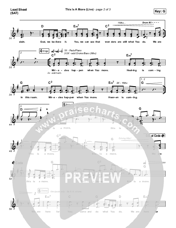 This Is A Move (Live) Lead Sheet (SAT) (Brandon Lake)