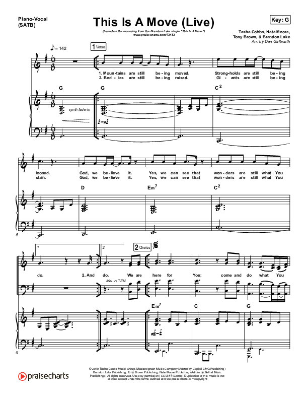 This Is A Move (Live) Piano/Vocal Pack (Brandon Lake)