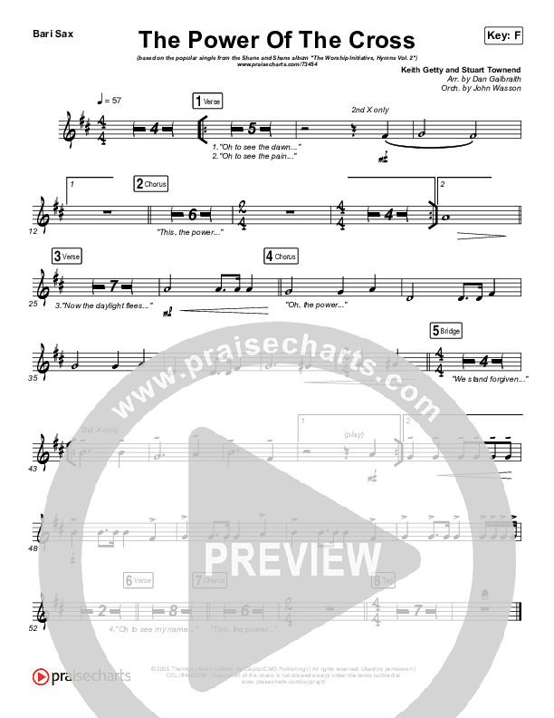 The Power Of The Cross Bari Sax (Shane & Shane / The Worship Initiative)