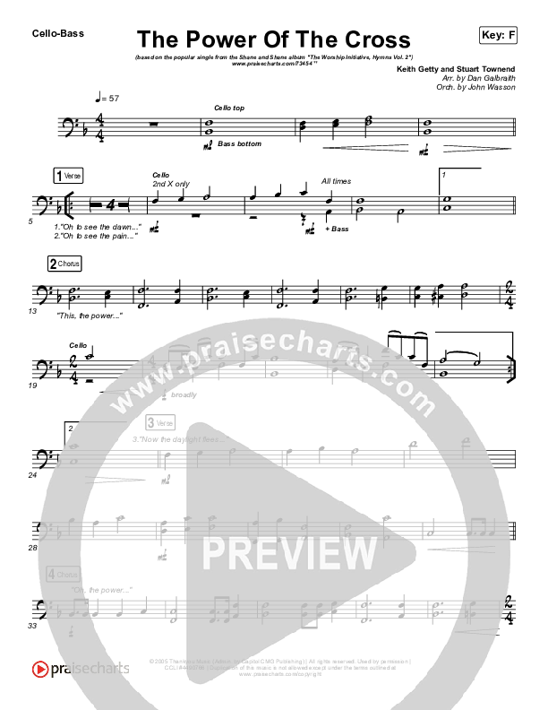 The Power Of The Cross Cello/Bass (Shane & Shane / The Worship Initiative)