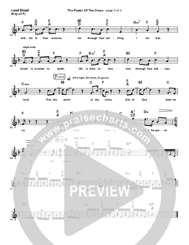 The Power Of The Cross Lead Sheet (Melody) (Shane & Shane / The Worship Initiative)