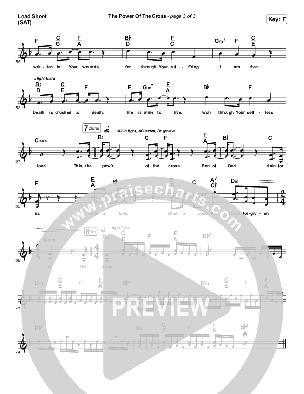 The Power Of The Cross Lead Sheet (SAT) (Shane & Shane / The Worship Initiative)