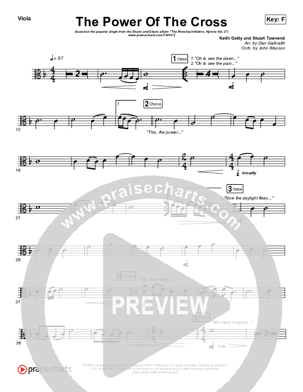 The Power Of The Cross Viola (Shane & Shane / The Worship Initiative)