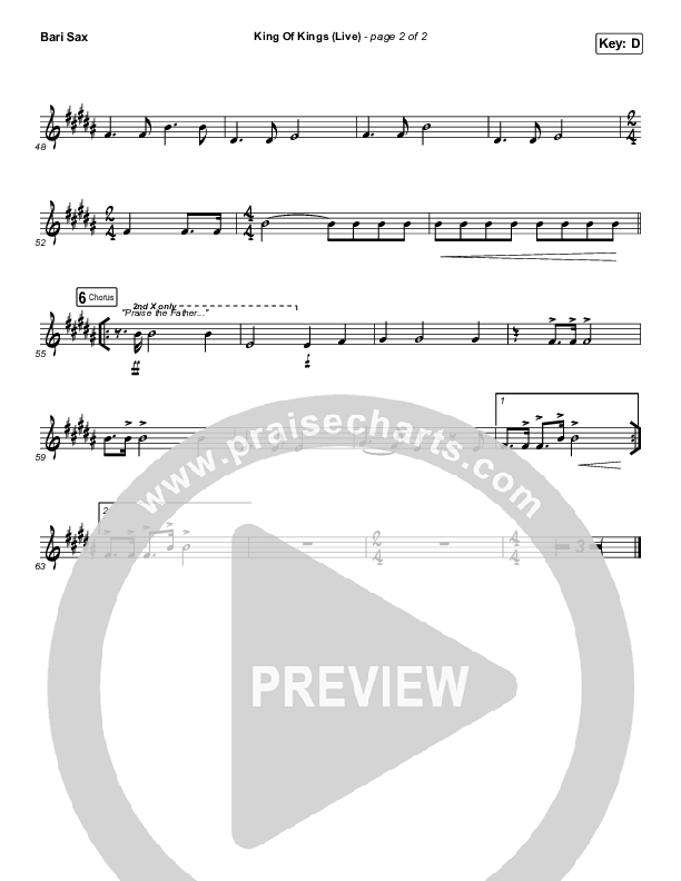 King Of Kings (Live) Bari Sax (Hillsong Worship / Brooke Ligertwood)